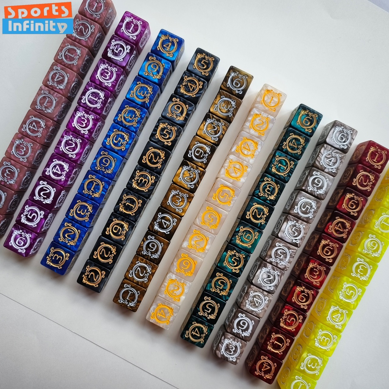 Dice Tower Wooden - 10pcs/set Dragon Print Digital Dice Set