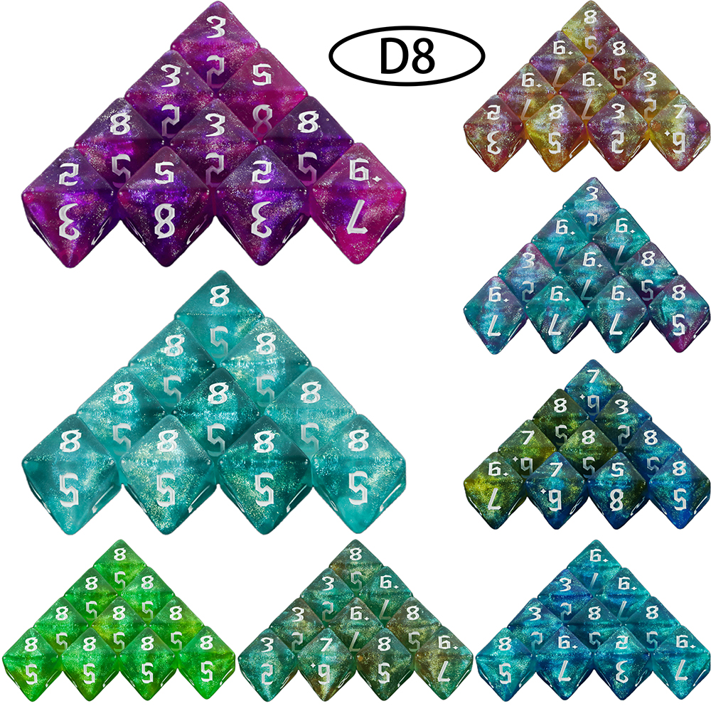 Dice Tower Wooden - D8 Mixed Colours Polyhedral Dice 8