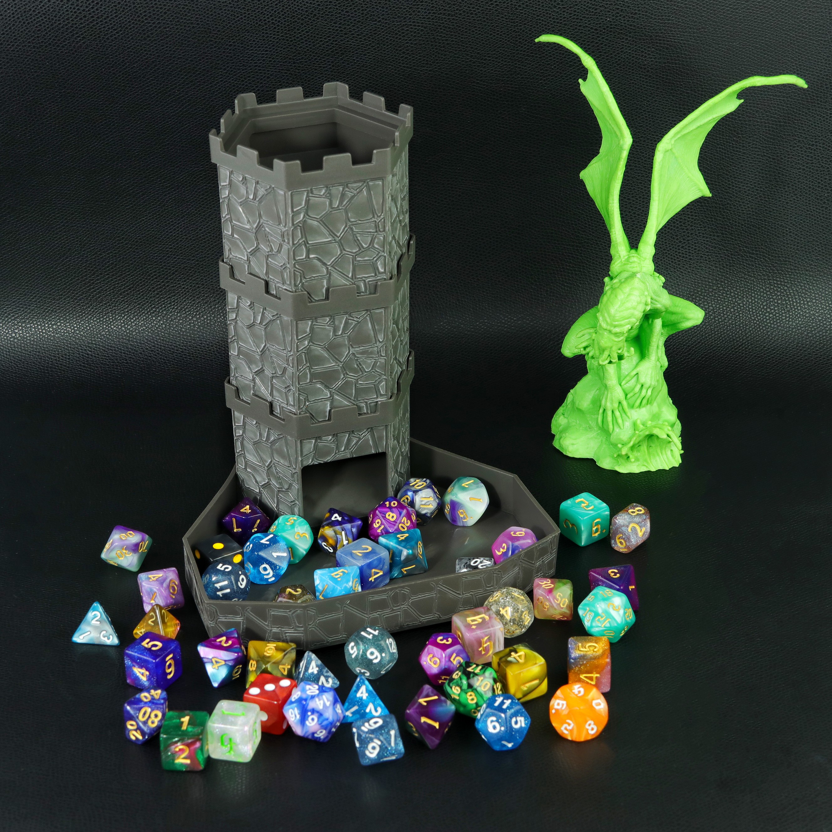 Dice Tower Wooden - Dice Tower with Bricks Castle Pattern