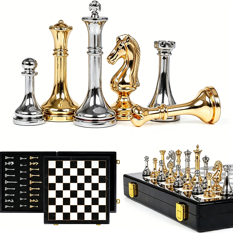 Board Game Quacks - Chessboard 29cm/11.4inch, Metal Zinc Alloy Chess
