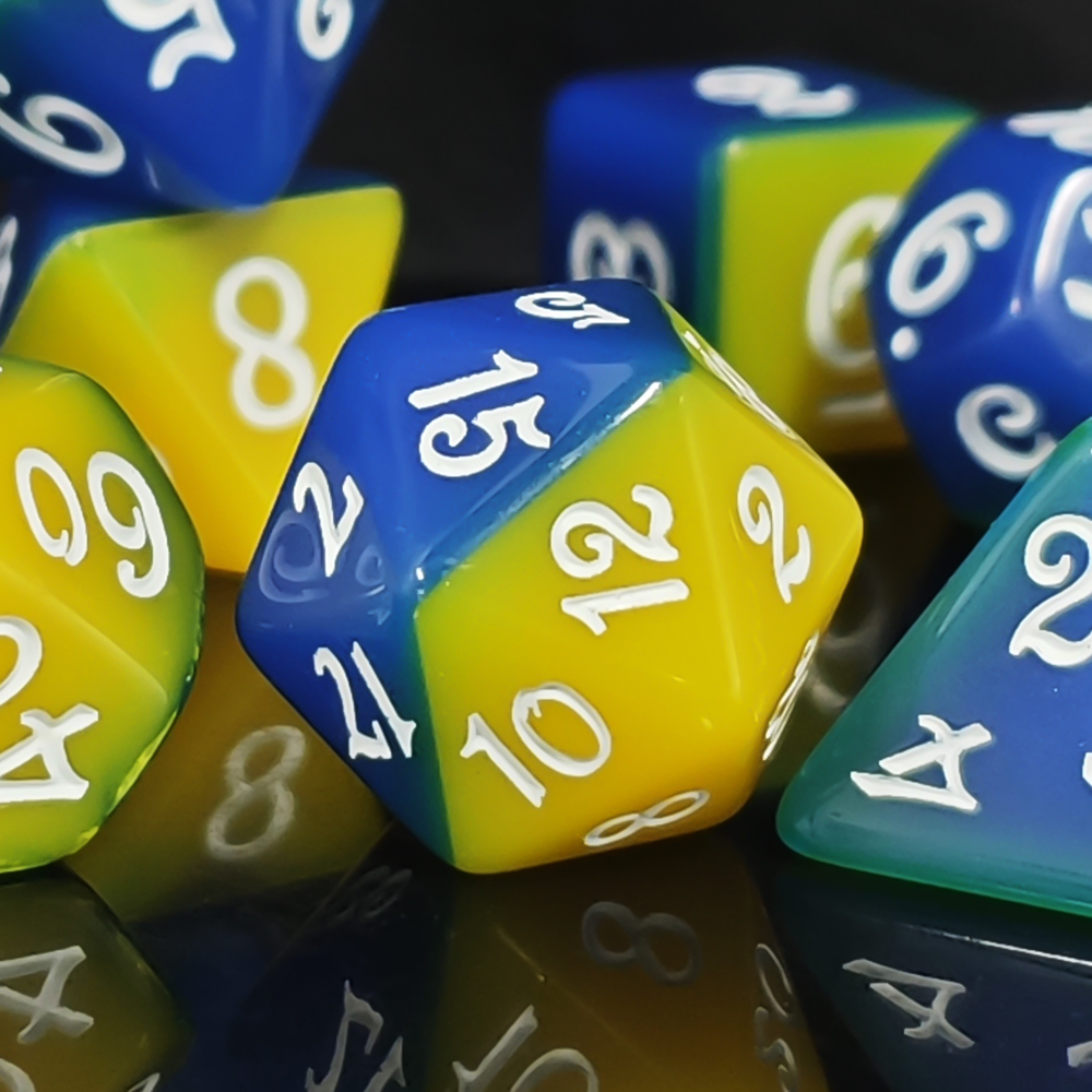 Board Game Pandemic - Blue & Yellow Dual Color Polyhedral