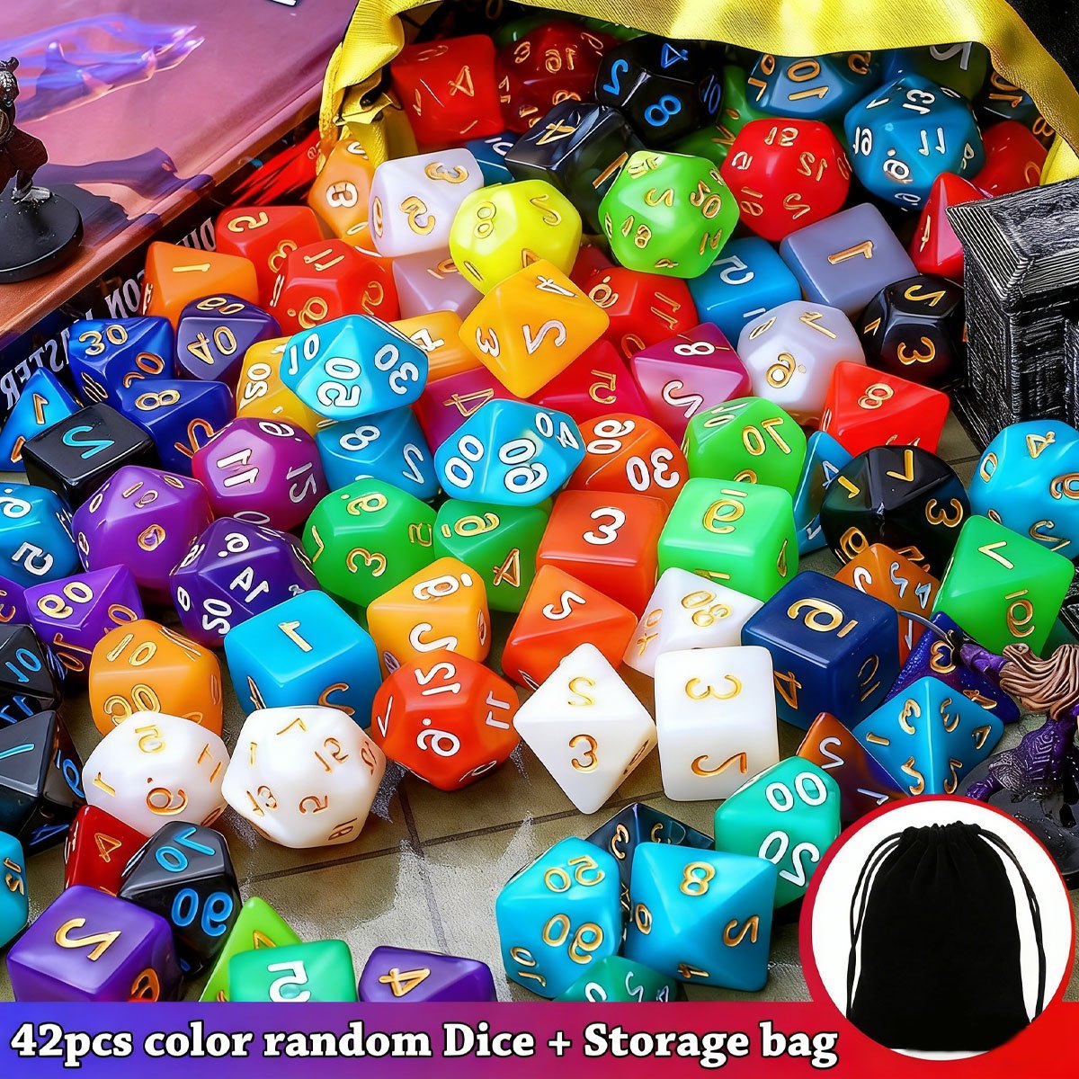 42pcs DND Dice Set with Black  - Board Game Pandemic avis et prix