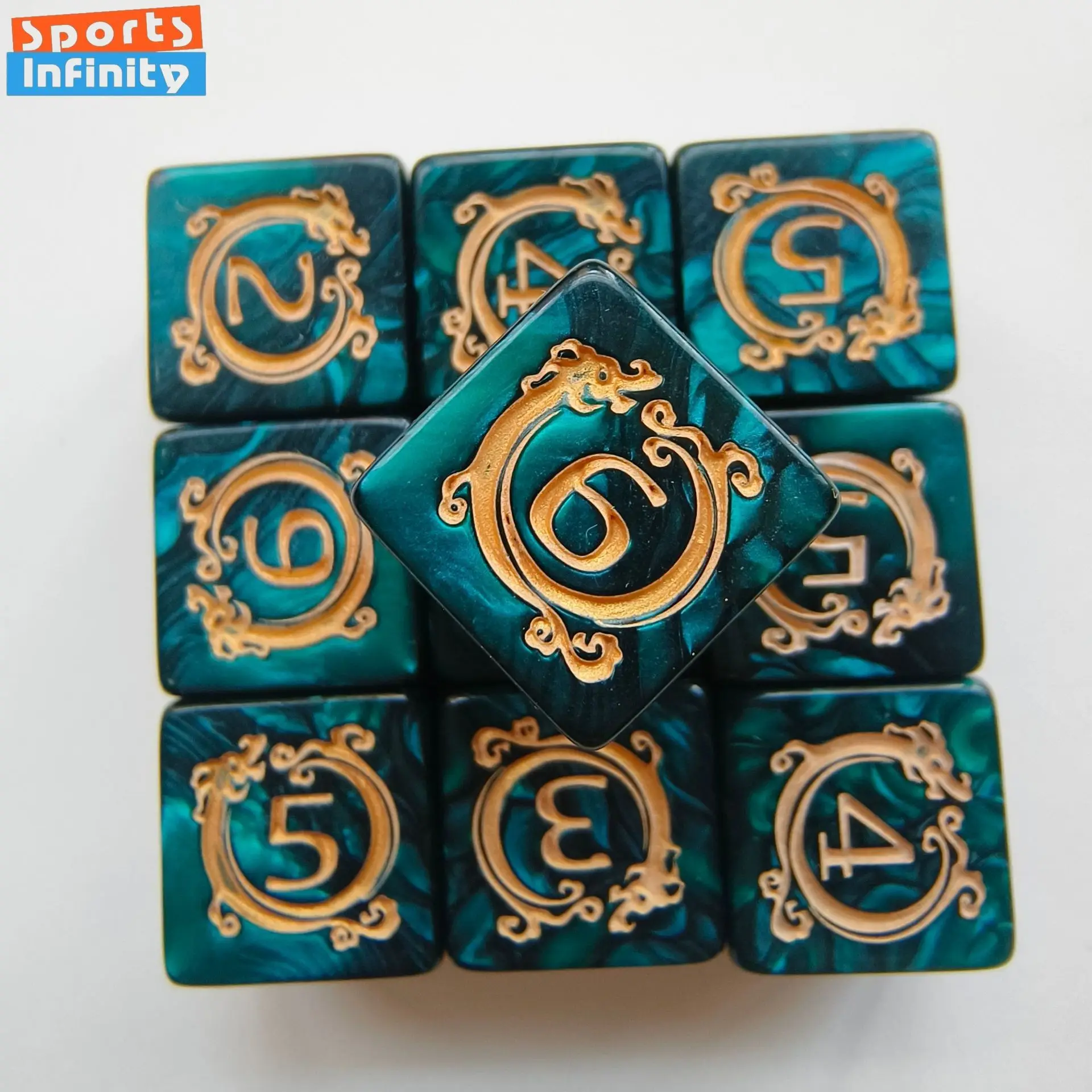 10pcs/set Dragon Print Number  - Dice Tower Wooden avis et prix