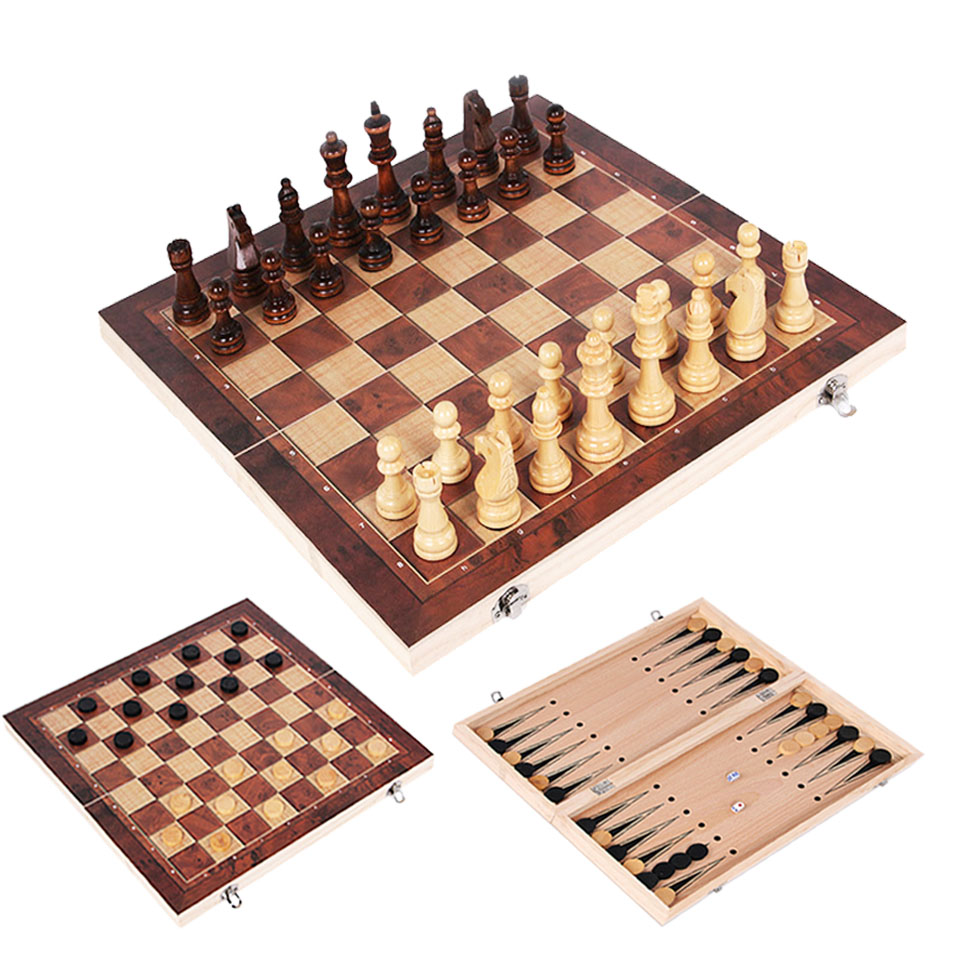 3 in 1 Wooden Chess Backgammon - Board Game Quacks avis et prix