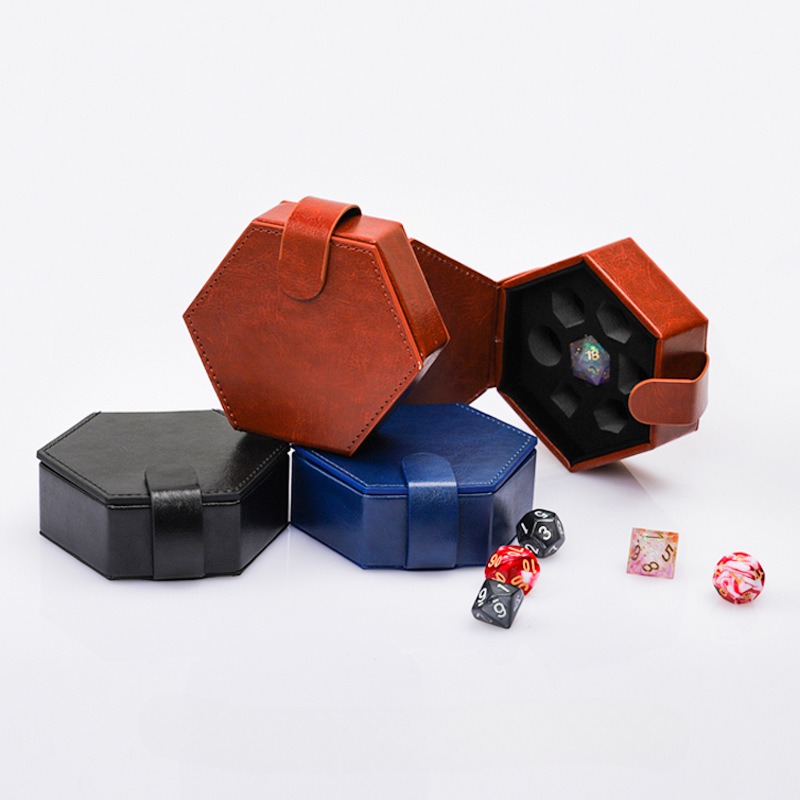 New PU Hexagon Storage Bag and - Dice Tower Wooden avis et prix