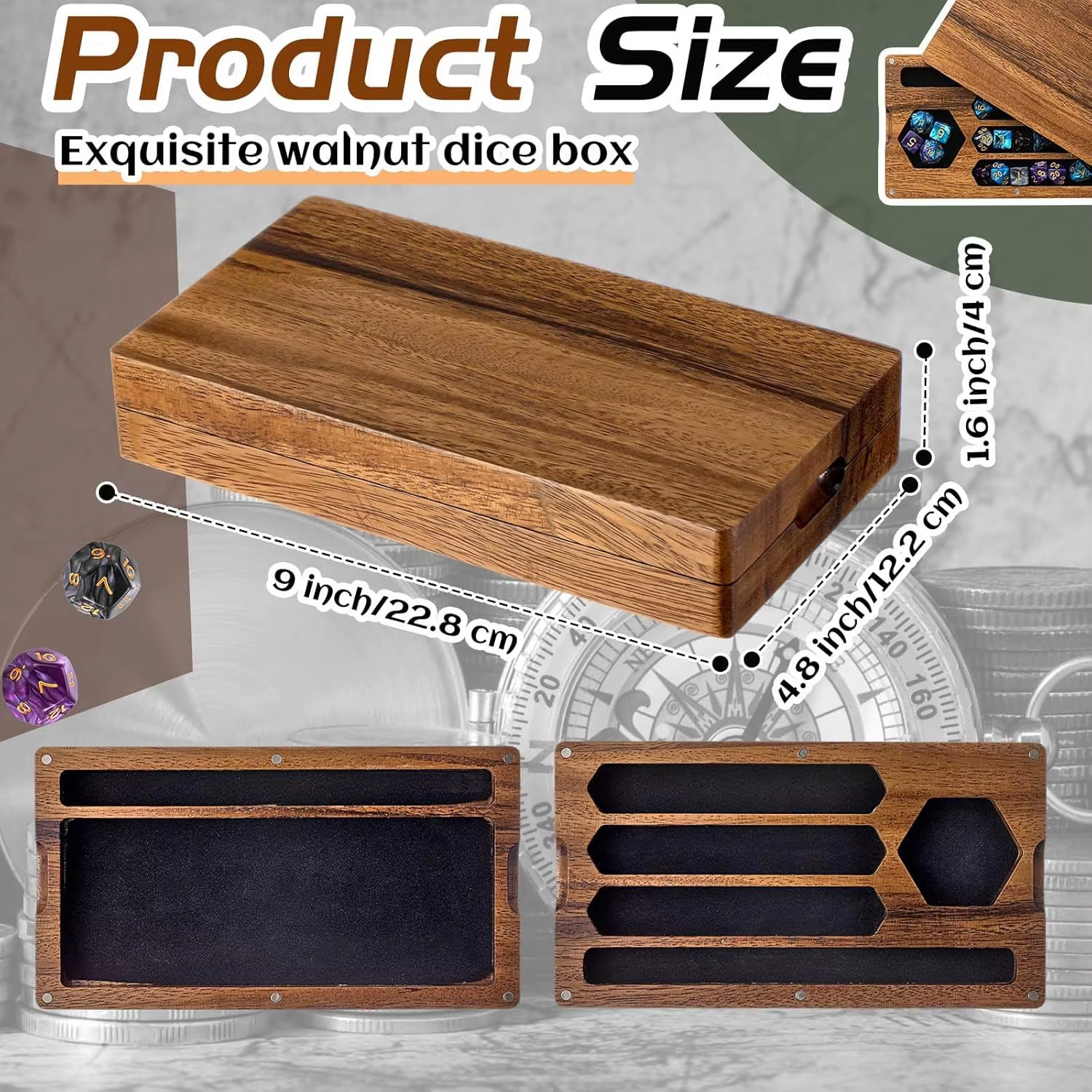 Wooden Dice Storage Box Walnut - Dice Tower Wooden avis et prix